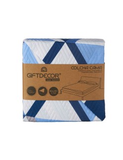 Trapunta Reversibile 180 x 260 cm Azzurro Bianco (6 Unità)