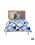 Colcha Reversible 240 x 260 cm Azul Blanco (6 Unidades)