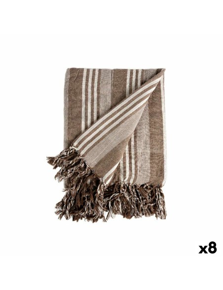 Foulard Multiusos Rayas 235 x 205 cm Blanco Beige (8 Unidades) Foulard Multiusos Rayas 235 x 205 cm Blanco Beige (8 Unidades)