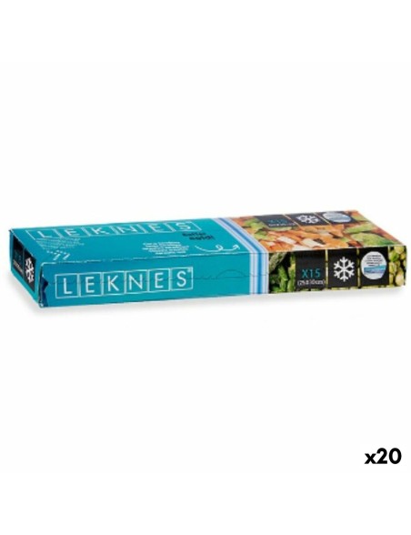 Ensemble de sacs alimentaires réutilisables Leknes 190939000479 Bleu Polyéthylène 3 L 25 x 30 cm ziplock (20 Unités)