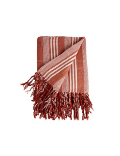 Foulard Multiusos Rayas 235 x 205 cm Blanco Rojo (8 Unidades)