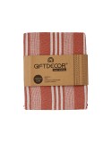 Foulard Multiusos Rayas 235 x 205 cm Blanco Rojo (8 Unidades)