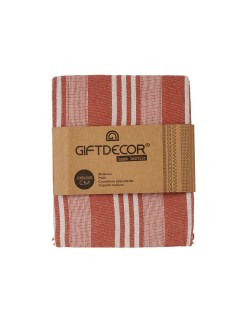 Foulard Multiusos Rayas 235 x 205 cm Blanco Rojo (8 Unidades)