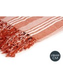 Foulard Multiusos Rayas 235 x 205 cm Blanco Rojo (8 Unidades)
