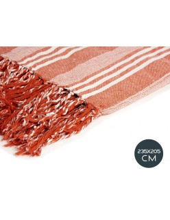 Foulard Multiusos Rayas 235 x 205 cm Blanco Rojo (8 Unidades)