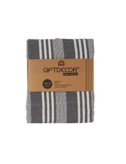 Foulard Multiusos Rayas 235 x 205 cm Blanco Gris (8 Unidades)