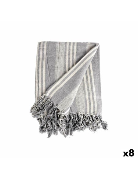 Foulard Multiusos Rayas 235 x 205 cm Blanco Gris (8 Unidades) Foulard Multiusos Rayas 235 x 205 cm Blanco Gris (8 Unidades)