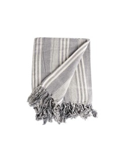 Foulard Multiusos Rayas 235 x 205 cm Blanco Gris (8 Unidades)