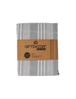 Foulard Multiusos Rayas 235 x 205 cm Blanco Gris (8 Unidades)
