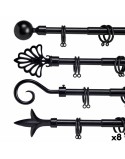 Curtain Bar Extendable Black Iron 5 x 178 x 5 cm (8 Units)