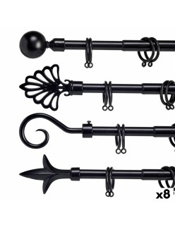 Curtain Bar Extendable Black Iron 5 x 178 x 5 cm (8 Units)