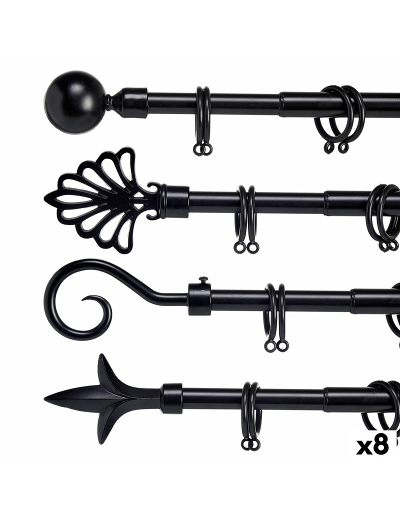 Curtain Bar Extendable Black Iron 5 x 178 x 5 cm (8 Units)