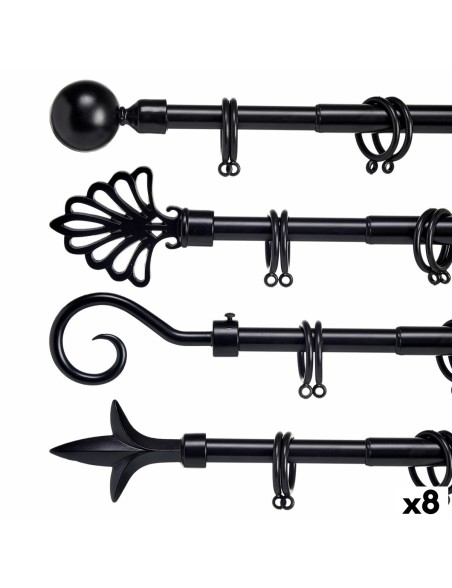 Curtain Bar Extendable Black Iron 5 x 178 x 5 cm (8 Units)