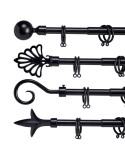 Curtain Bar Extendable Black Iron 5 x 178 x 5 cm (8 Units)