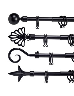 Curtain Bar Extendable Black Iron 5 x 178 x 5 cm (8 Units)