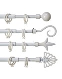 Curtain Bar Extendable White Iron 5 x 122 x 5 cm (8 Units)