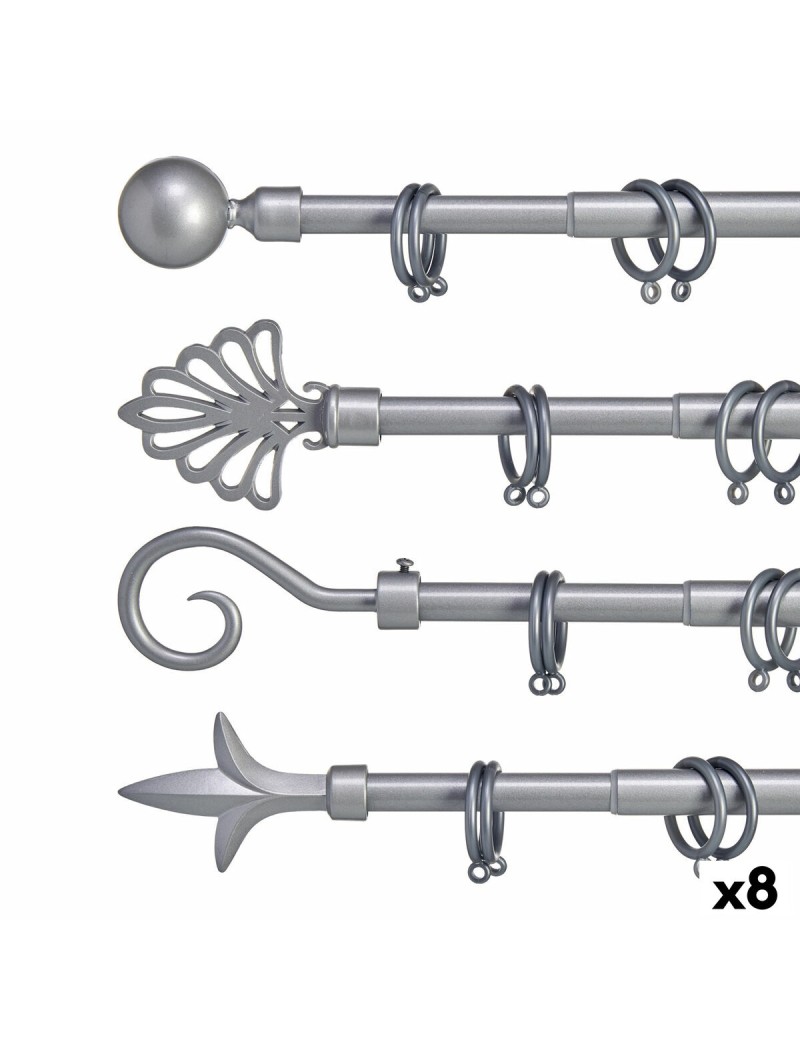 Curtain Bar Extendable Silver Iron 5 x 178 x 5 cm (8 Units)