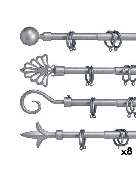 Curtain Bar Extendable Silver Iron 5 x 178 x 5 cm (8 Units)