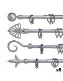 Bastone per Tende Estensibile Argentato Ferro 5 x 122 x 5 cm (8 Unità)