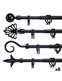 Curtain Bar Extendable Black Iron 5 x 122 x 5 cm (8 Units)