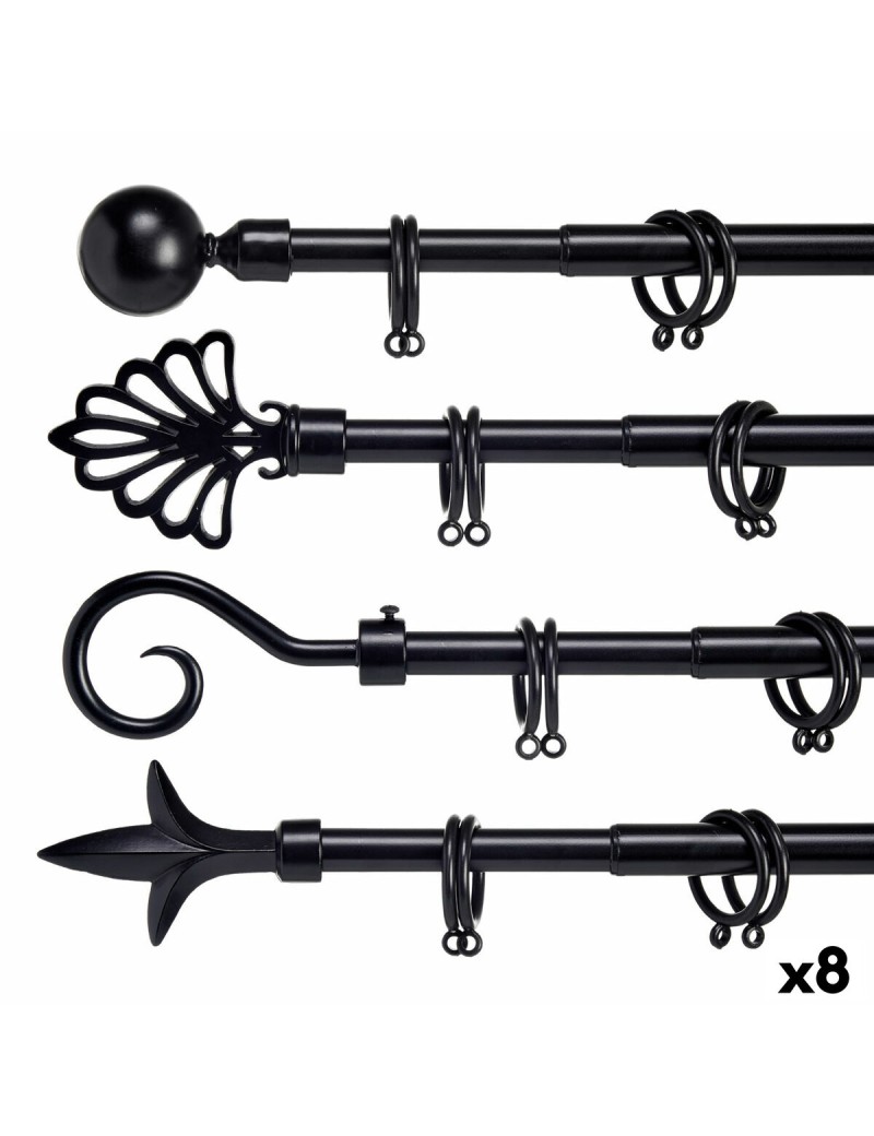 Curtain Bar Extendable Black Iron 5 x 122 x 5 cm (8 Units)