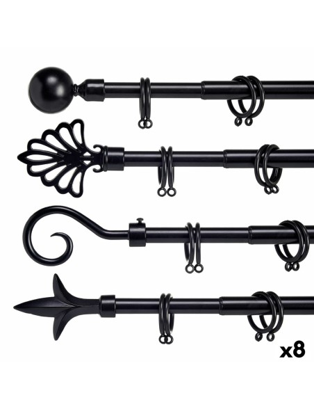 Curtain Bar Extendable Black Iron 5 x 122 x 5 cm (8 Units)