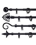 Curtain Bar Extendable Black Iron 5 x 122 x 5 cm (8 Units)