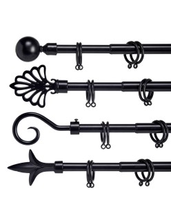 Curtain Bar Extendable Black Iron 5 x 122 x 5 cm (8 Units)