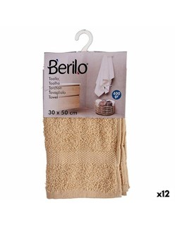 Toalla de baño Berilo 89656 Crema 80 % algodón 20 % Poliéster 30 x 50 cm (12 Unidades)