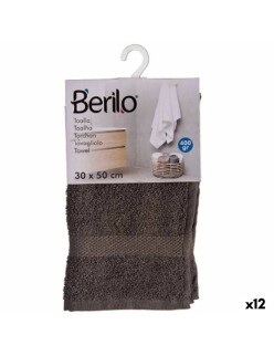 Toalla de baño Berilo 89668 Gris 80 % algodón 20 % Poliéster 30 x 50 cm (12 Unidades)