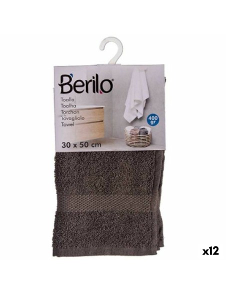 Toalla de baño Berilo 89668 Gris 80 % algodón 20 % Poliéster 30 x 50 cm (12 Unidades)