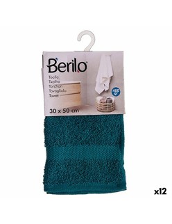 Toalla de baño Berilo 89672 Azul 80 % algodón 20 % Poliéster 30 x 50 cm (12 Unidades)
