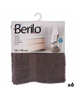 Toalla de baño Berilo 89669 Gris 80 % algodón 20 % Poliéster 50 x 90 cm 50 x 0,5 x 90 cm (6 Unidades)