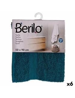Toalla de baño Berilo 89673 Azul 80 % algodón 20 % Poliéster 50 x 90 cm (6 Unidades)
