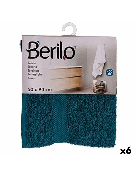 Toalla de baño Berilo 89673 Azul 80 % algodón 20 % Poliéster 50 x 90 cm (6 Unidades)