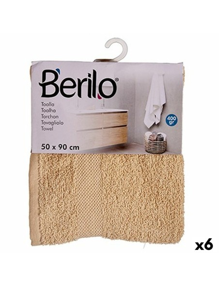 Toalla de baño Berilo 89657 Crema 80 % algodón 20 % Poliéster 50 x 90 cm (6 Unidades)