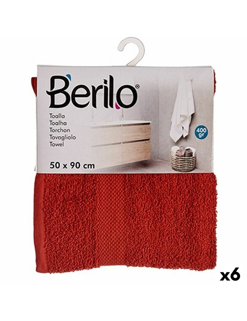 Toalla de baño Berilo 89665 Teja 80 % algodón 20 % Poliéster 50 x 90 cm (6 Unidades)