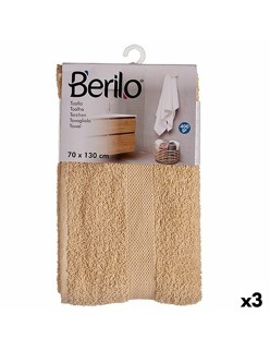 Toalla de baño Berilo 89658 Crema 80 % algodón 20 % Poliéster 70 x 130 cm (3 Unidades)