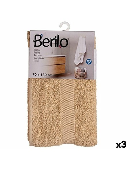 Serviette de toilette Berilo 89658 Crème 80 % coton 20 % Polyester 70 x 130 cm (3 Unités)
