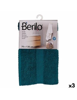 Toalla de baño Berilo 89674 Azul 80 % algodón 20 % Poliéster 70 x 130 cm (3 Unidades)