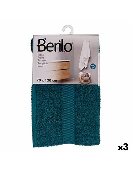 Toalla de baño Berilo 89674 Azul 80 % algodón 20 % Poliéster 70 x 130 cm (3 Unidades)
