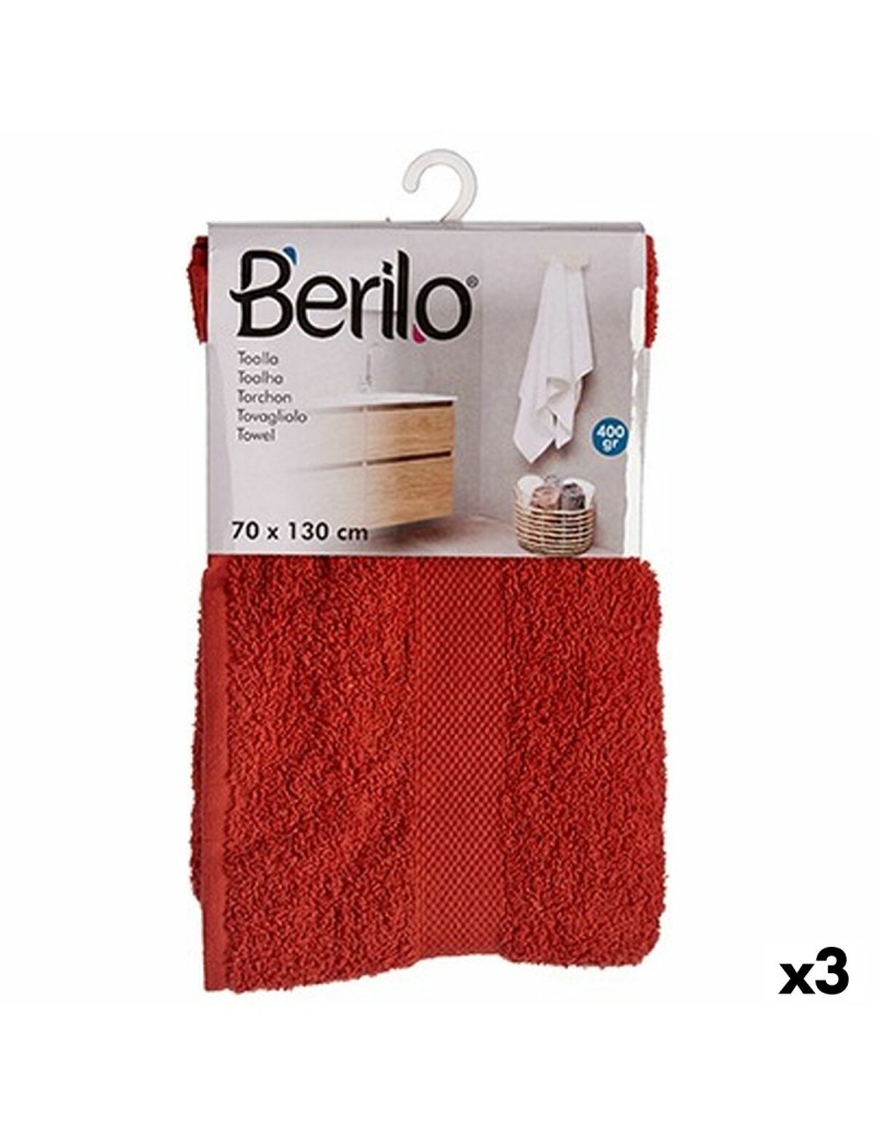 Toalla de baño Berilo 89666 Teja 80 % algodón 20 % Poliéster 70 x 130 cm (3 Unidades)