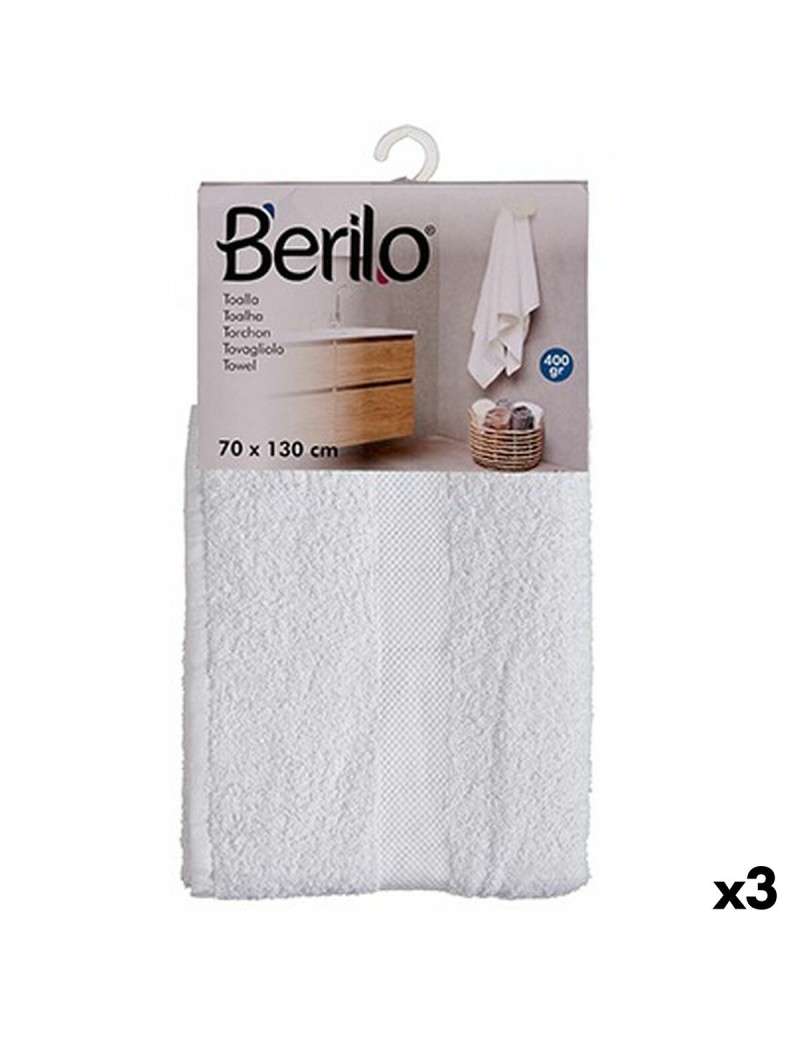 Toalla de baño Berilo 89678 Blanco 80 % algodón 20 % Poliéster 70 x 130 cm (3 Unidades)