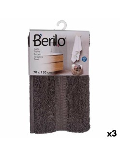 Toalla de baño Berilo 89670 Gris 80 % algodón 20 % Poliéster 70 x 130 cm (3 Unidades)