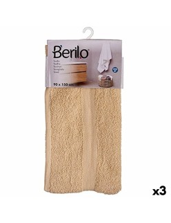 Toalla de baño Berilo 89659 Crema 80 % algodón 20 % Poliéster 90 x 150 cm (3 Unidades)