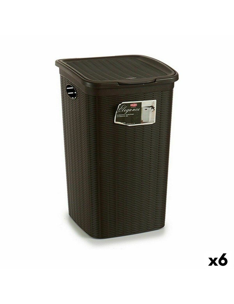 Laundry Basket Stefanplast Elegance Brown Plastic 50 L 36,5 x 54,5 x 38 cm (6 Units)