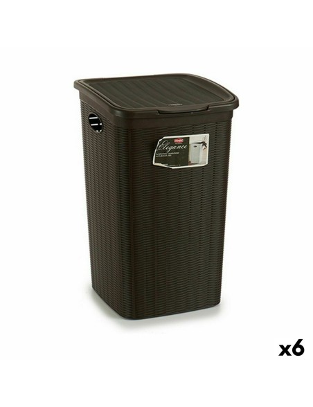Laundry Basket Stefanplast Elegance Brown Plastic 50 L 36,5 x 54,5 x 38 cm (6 Units)