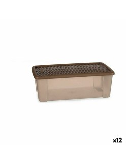 Storage Box with Lid Stefanplast Elegance Beige Plastic 5 L 19,5 x 11,5 x 33 cm (12 Units)