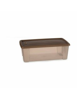 Storage Box with Lid Stefanplast Elegance Beige Plastic 5 L 19,5 x 11,5 x 33 cm (12 Units)