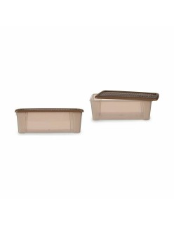 Storage Box with Lid Stefanplast Elegance Beige Plastic 5 L 19,5 x 11,5 x 33 cm (12 Units)